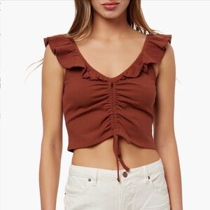 O'Neill Rust Ruffled Crop Top